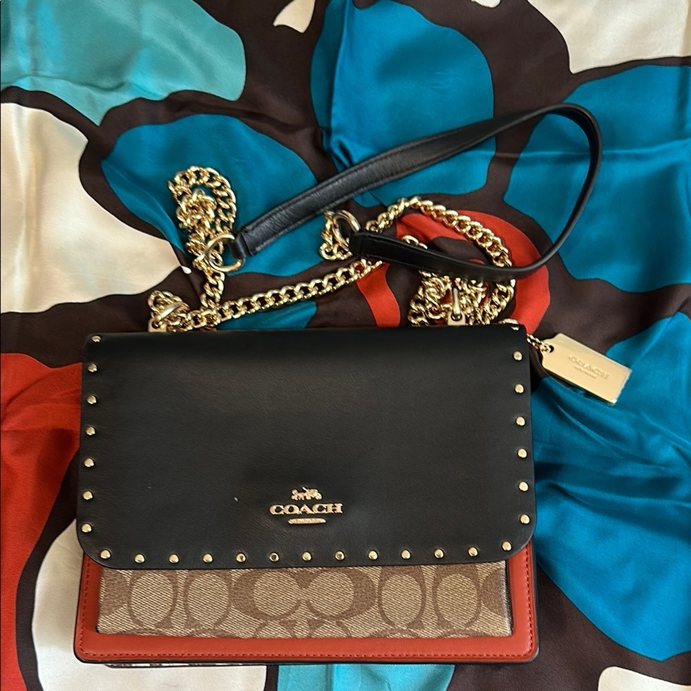 Coach Klare Crossbody Bag with Signature Monogram with Rivets (Limited Edition)